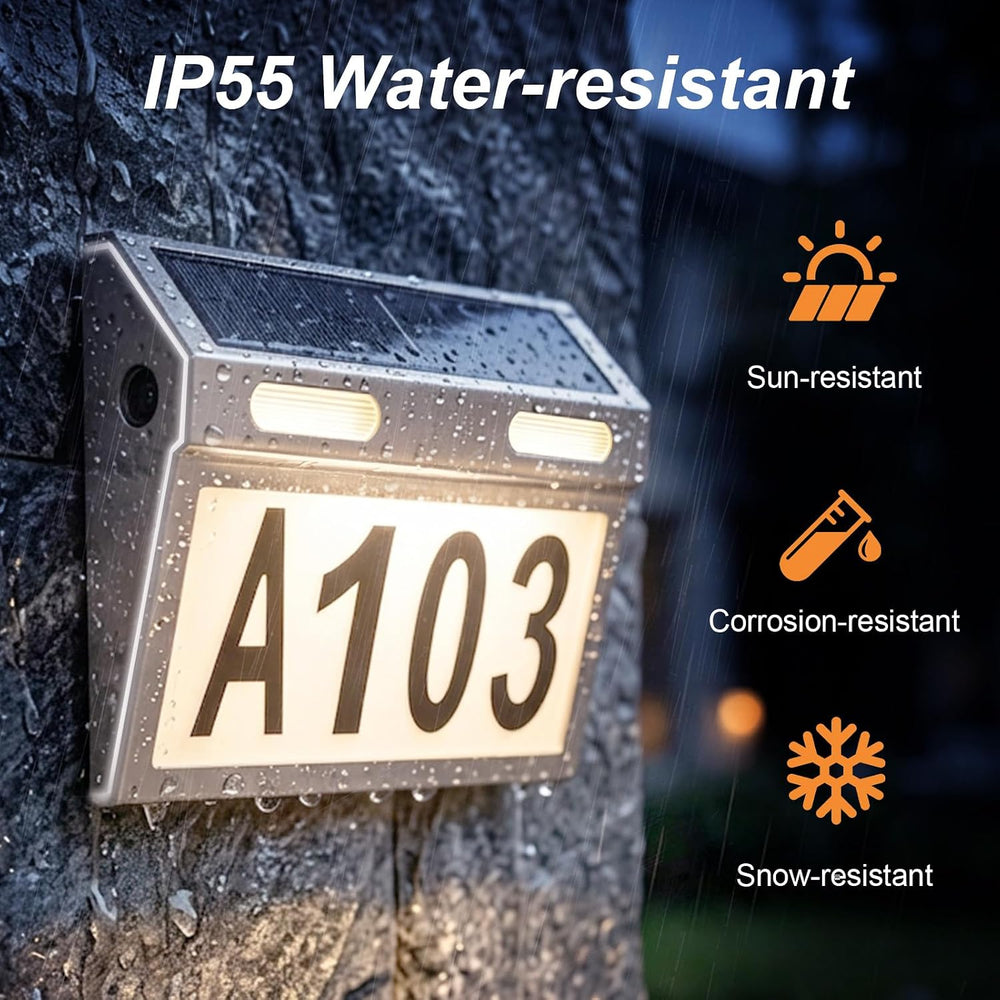 Solar Lighted Address Plaque for Houses Wall Mount, LED House Numbers Outside...