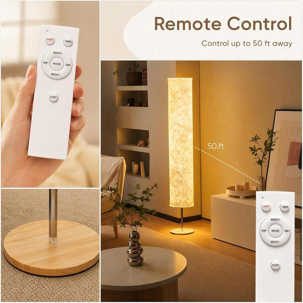 LONRISWAY Remote Control Fabric Floor Lamp, Dimmable 3 Color Temperatures