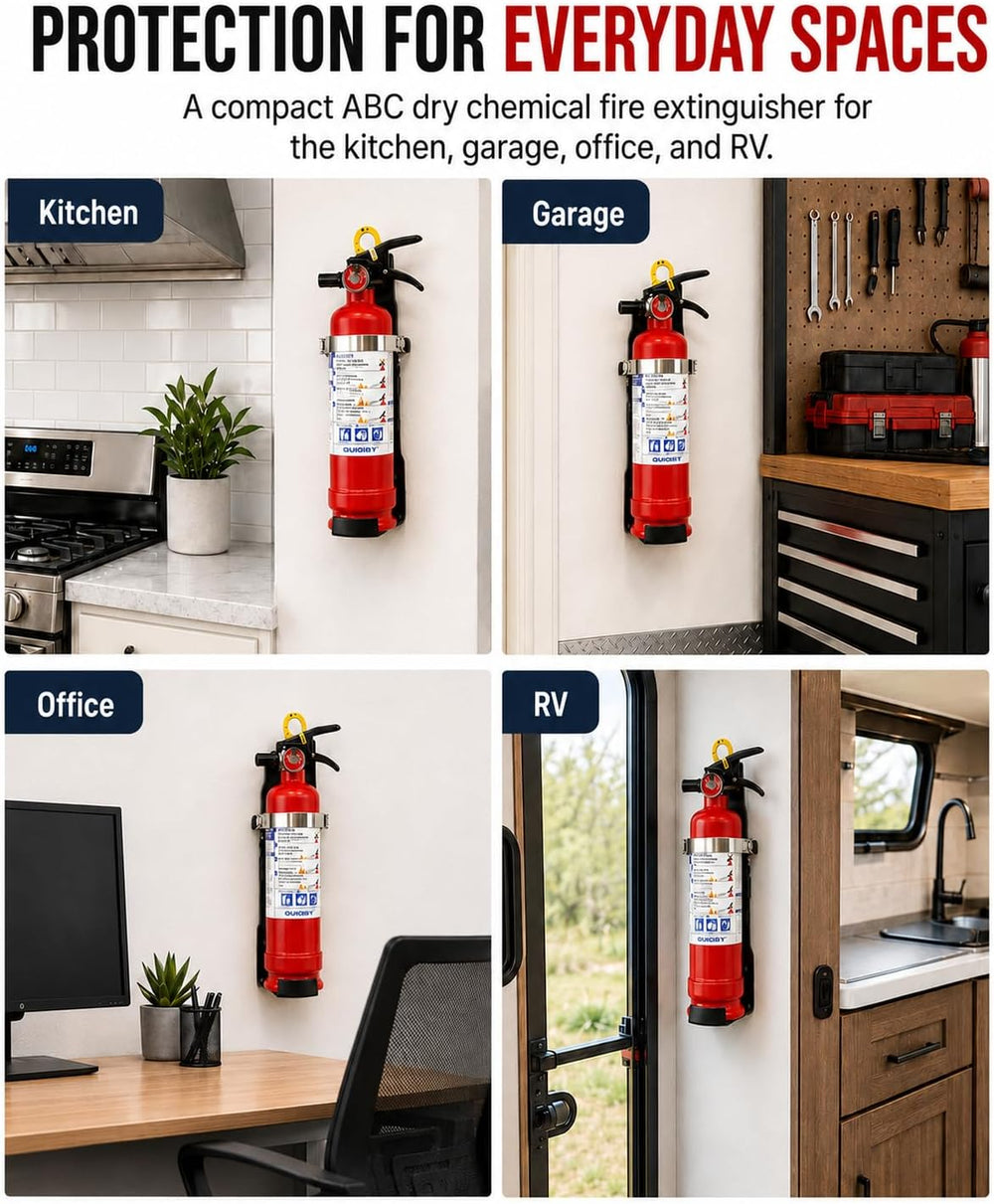 Ougist ABC Dry Chemical Fire Extinguisher with Wall Mount, 2.5 lb Agent