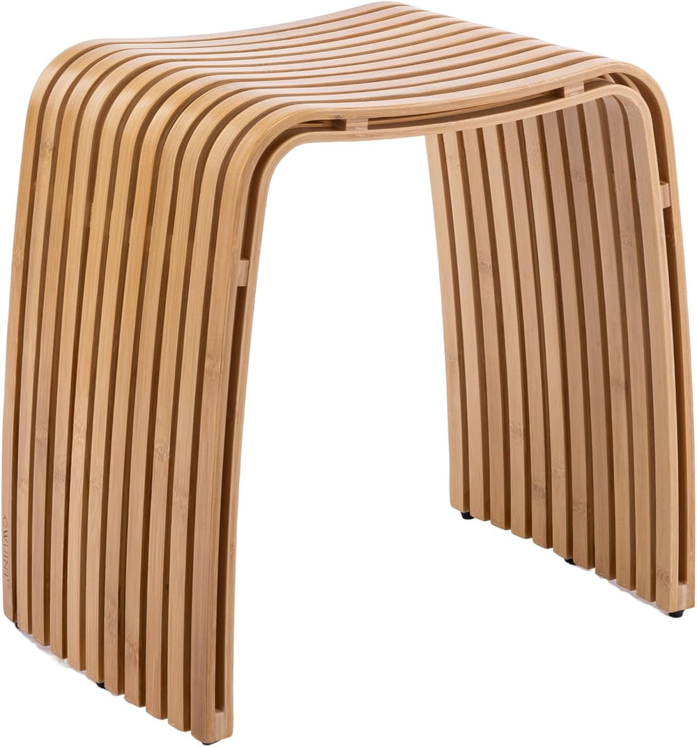 Bamboo Shower Bench, Waterproof Non-Slip Bath Stool,Sturdy Stable