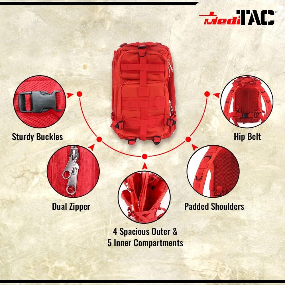 MediTac Tactical Assault Pack - First Aid Rucksack - 18" Military MOLLE ...