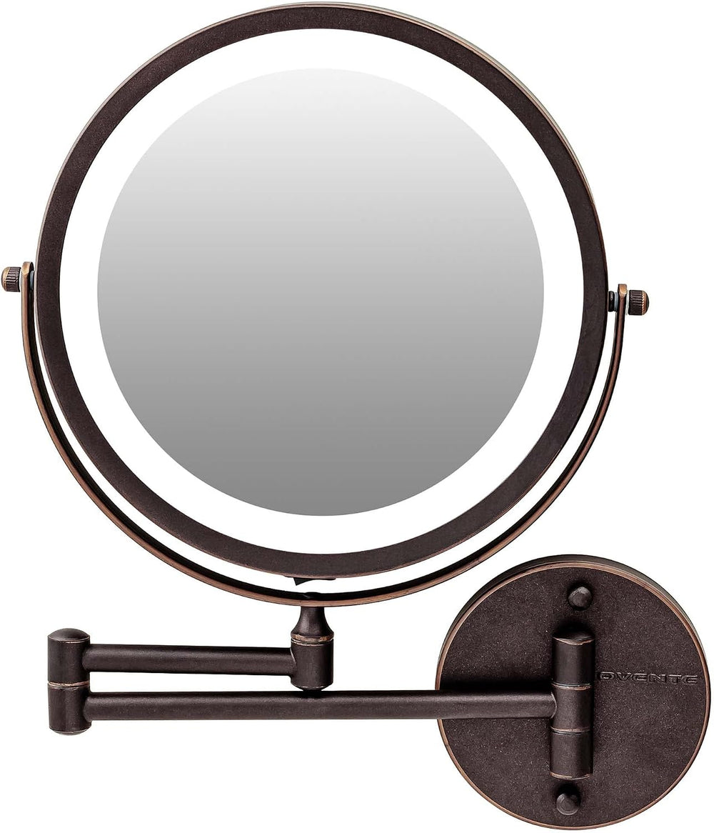 OVENTE 9" Wall Mounted Lighted Makeup Mirror, Antique Bronze MFW85ABZ1X7X