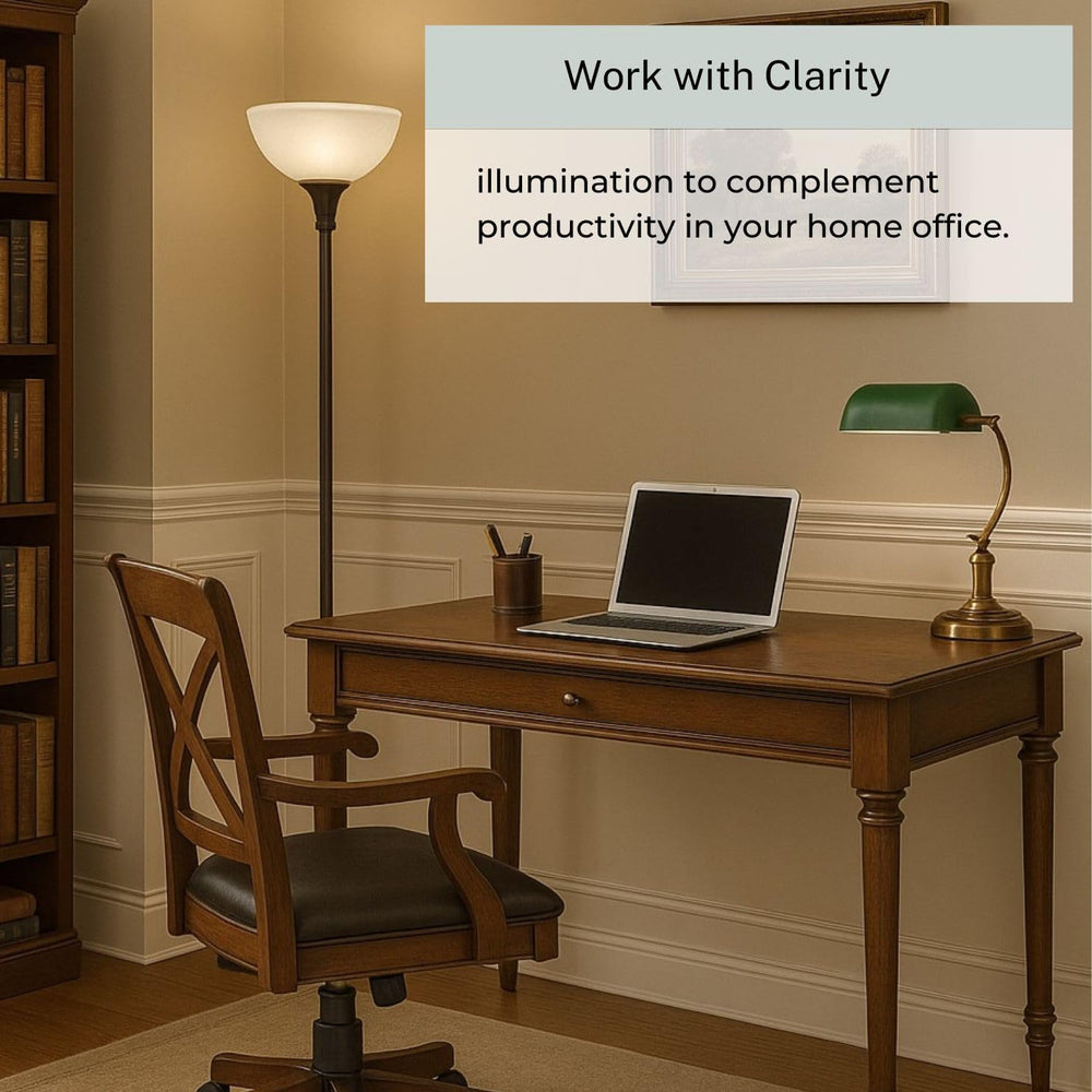 LIGHTACCENTS Bronze Floor Lamp, 72'' Torchiere with Glass Shade, Mode...