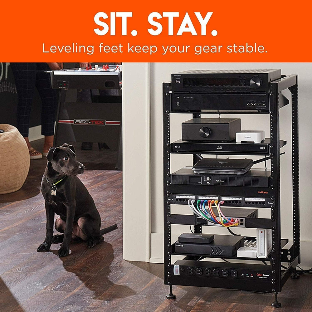 ECHOGEAR 15U Open Frame Rack & Caster Kit - Heavy Duty Rack with Vented S...
