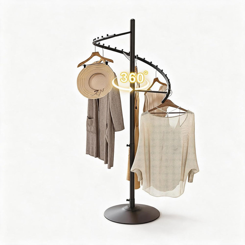 HKaikzo Freestanding 360° Rotating Clothing Rack, Height Adjustable Heavy Dut...