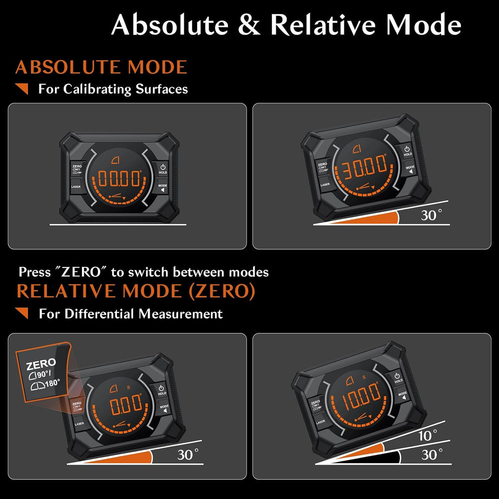 3 in 1 Rechargeable Digital Angle Finder with Laser & Magnet- Black