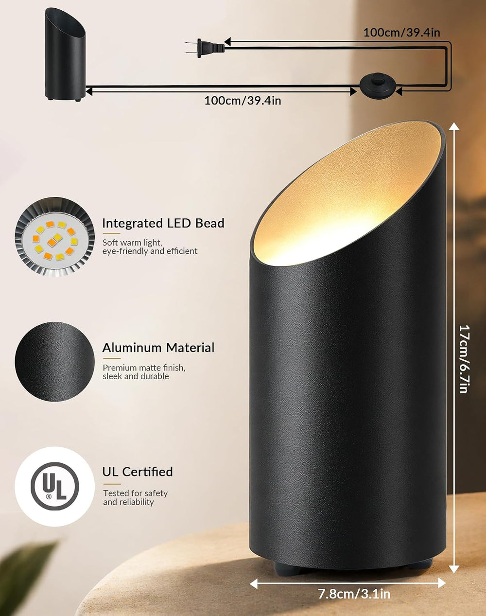 2 Pack Uplights Indoor Floor Can Lights, 3CCT with Remote, Black