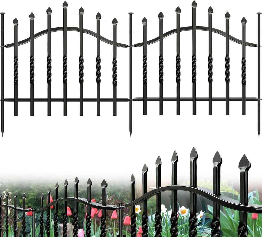 10 Panels Decorative Garden Fence, 24 in(H) X 20 ft(L) Dog Fence Outdoor for ...