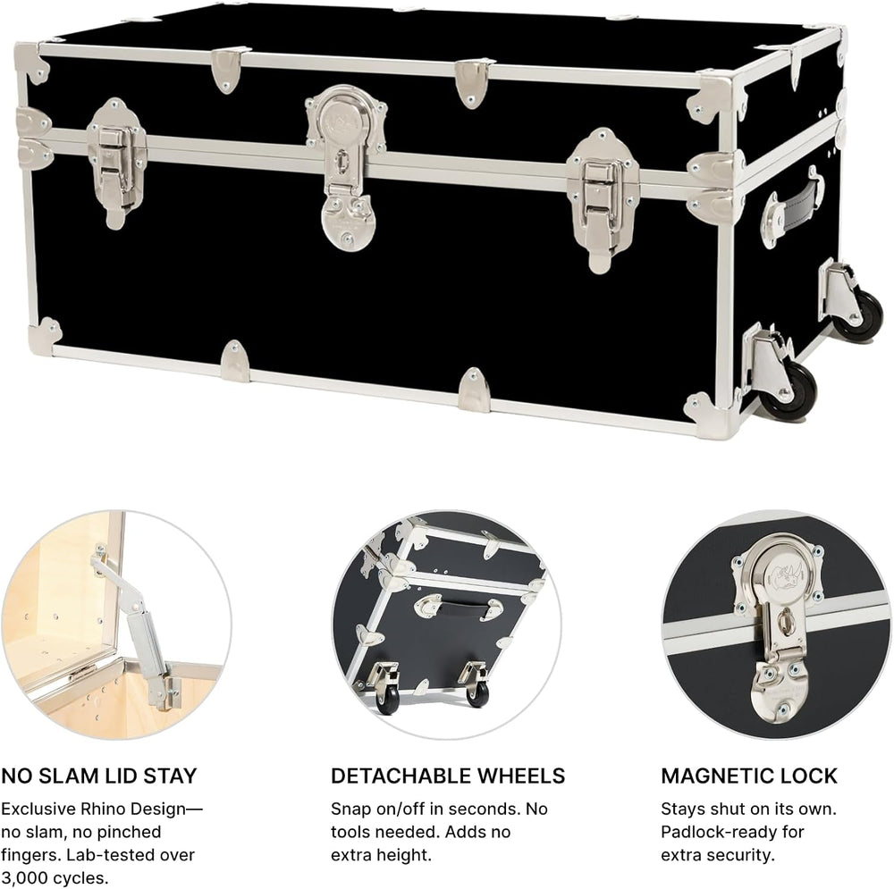 Rhino Classic XXL Storage Trunk with Wheels, Dorm Chest, Bench Coffee Table
