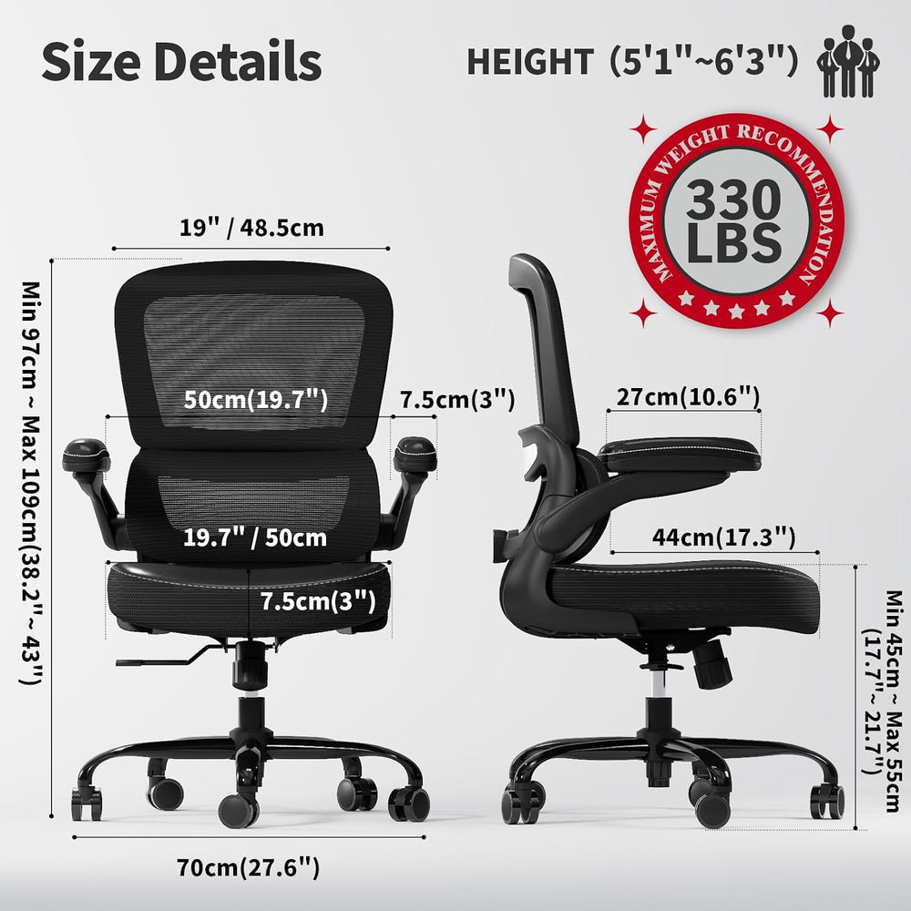 TRALT Ergonomic Office Chair Desk Chair with Adjustable Lumbar Support