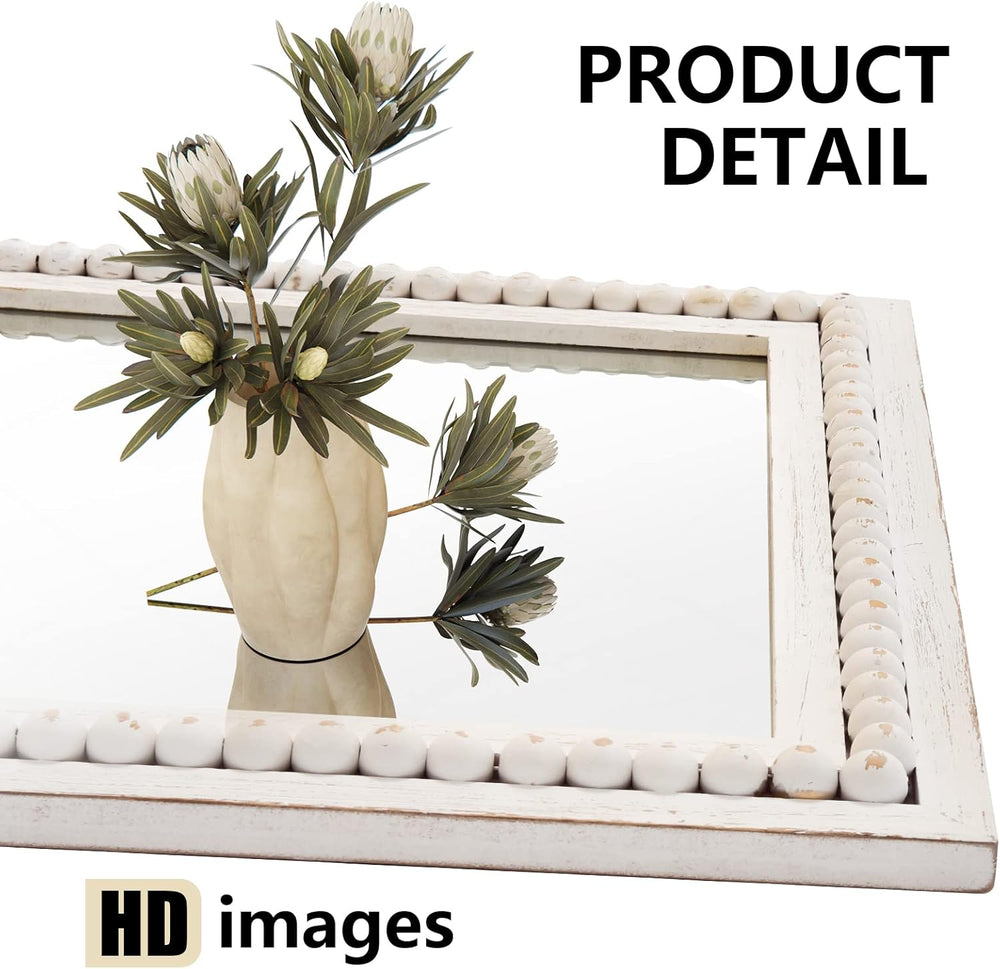 H HOMEWINS Rustic Wood Wall Mirror,Rectangle Bathroom Vanity Mirror