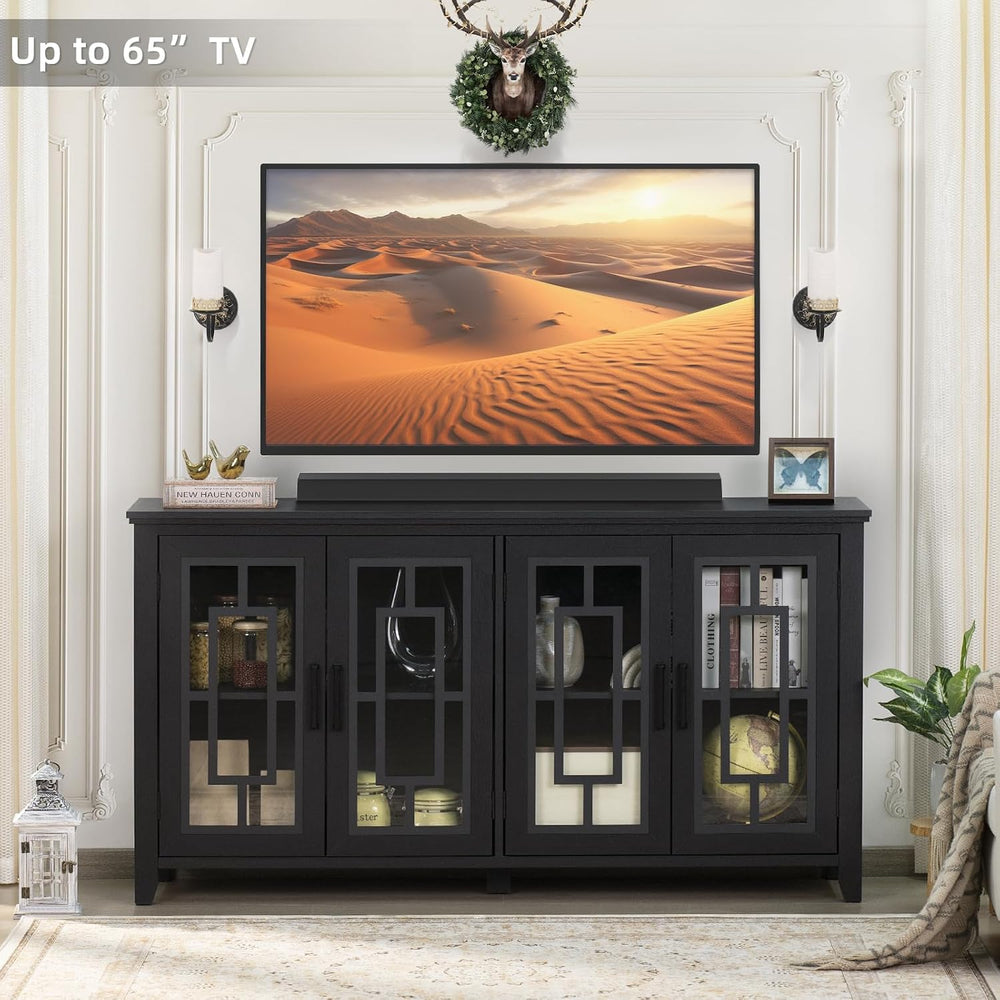 Joaxswe 63" Farmhouse Large Sideboard Buffet Cabinet with Storage, Black