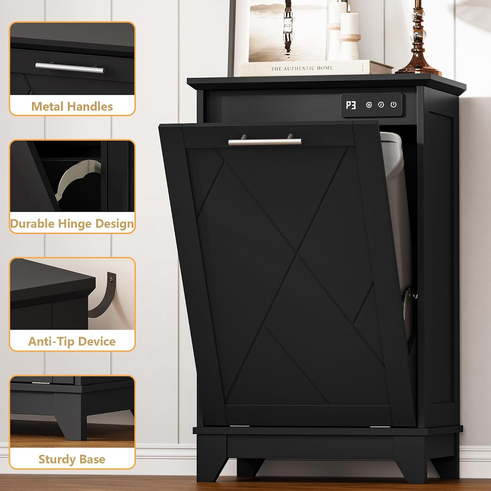 BORNOON Tilt Out Trash Can Cabinet, Hidden Trash Can Cabinet with Odor Contro...