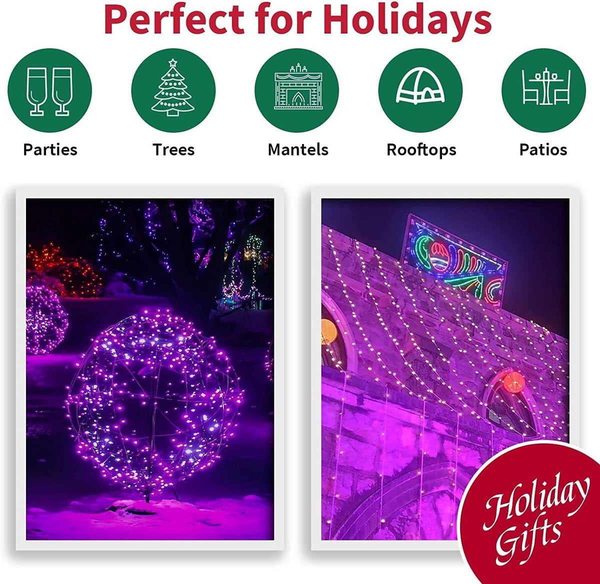 LAMPHOME Purple Halloween Lights, 300 Mini Fairy Lights 63.8ft(2pk of 150L) Halloween String Lighting, Brown Wire Halloween Holiday Décor for Home, Christmas Tree, Bedroom, Patio