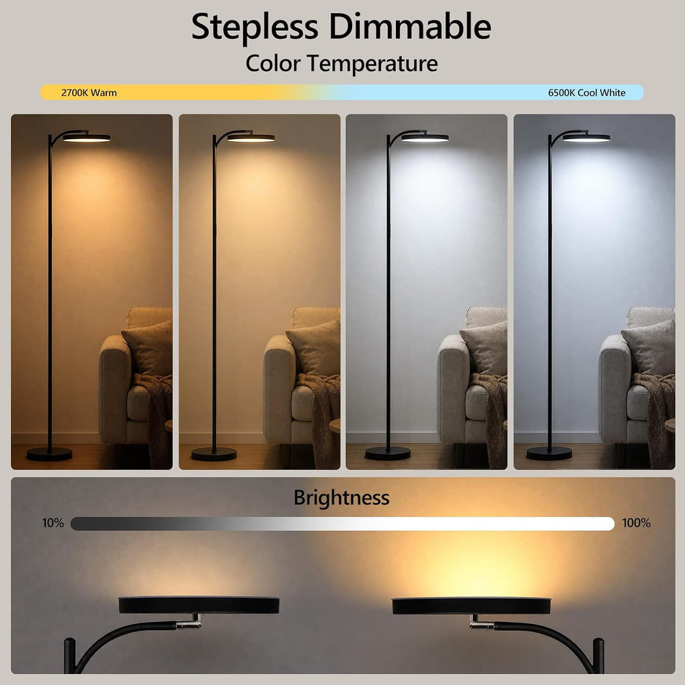 36W Bright LED Floor Lamp, Modern Stepless Dimmable Torchiere Tall Lamp