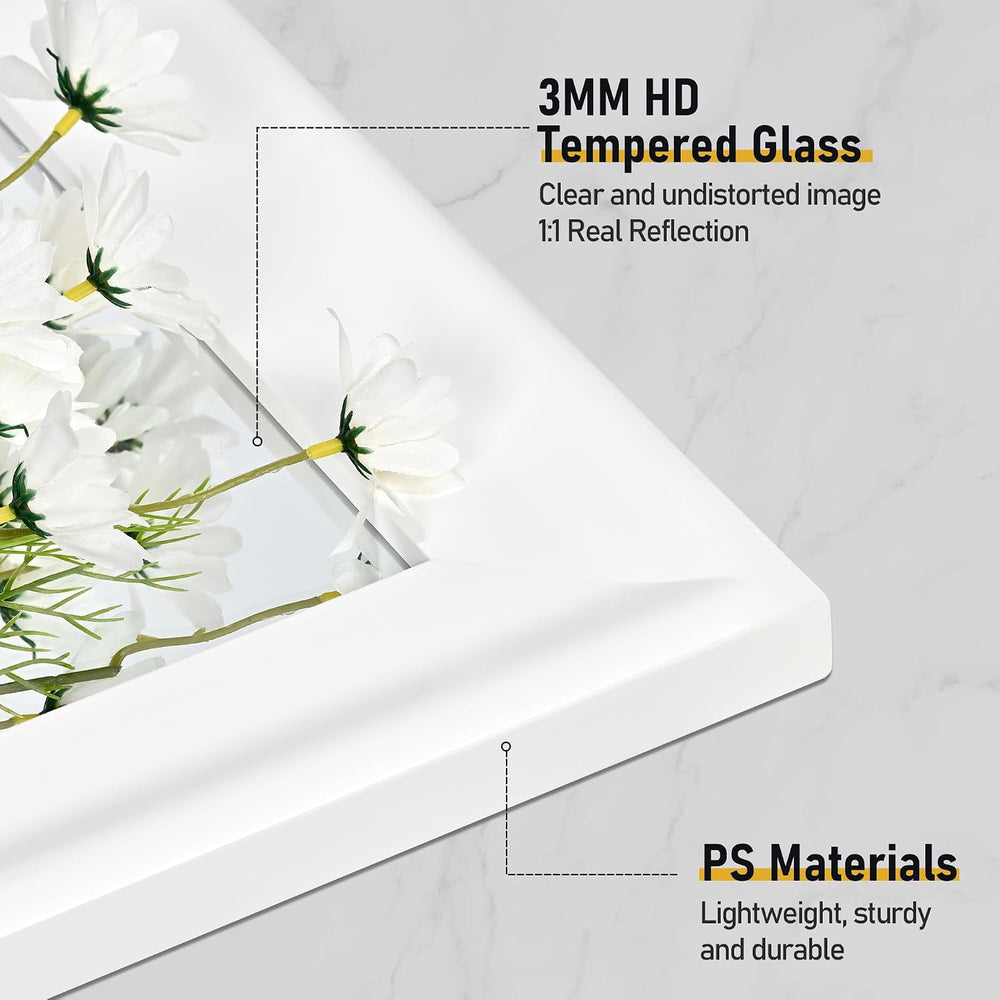 White Wall Mirror for Bathroom,Rectangle Large 30 x 40 inch Vanity Mirrors