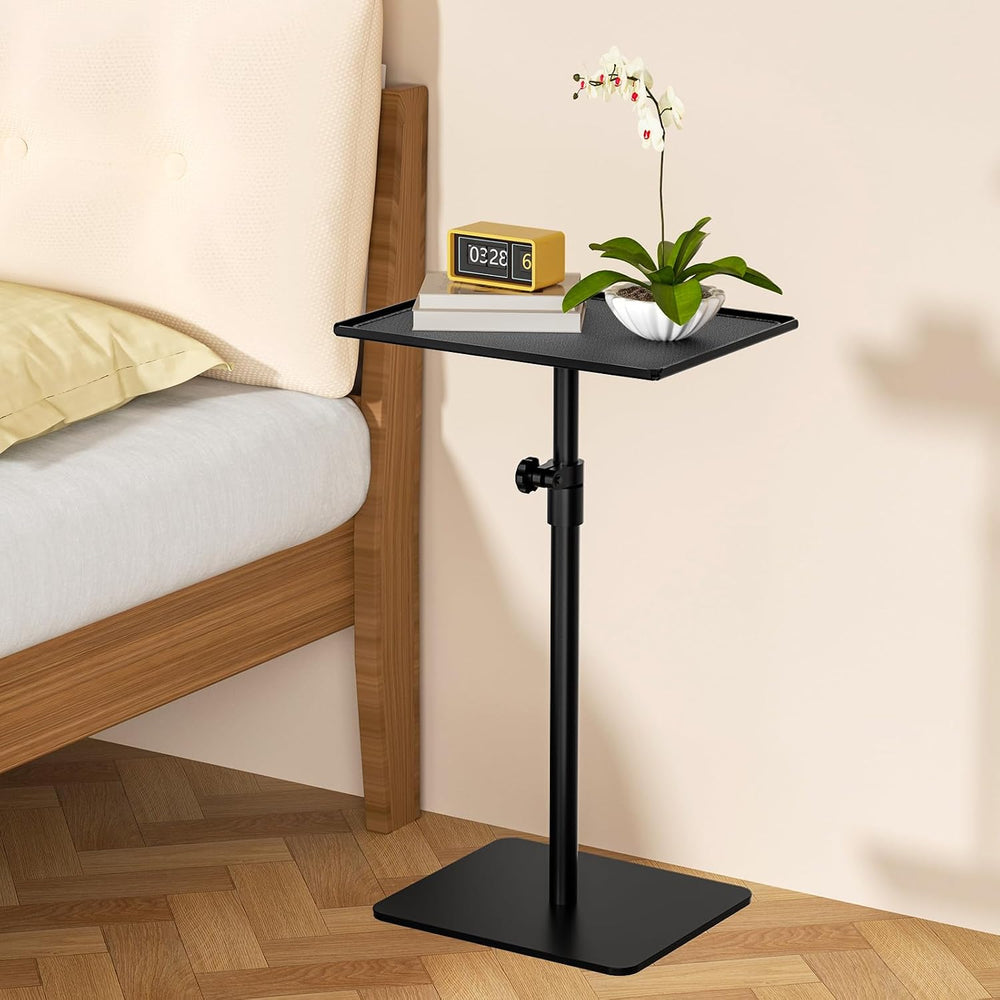 RCHYFEED Height Adjustable Side Table Metal End Table with Tray, 17-29.6 in
