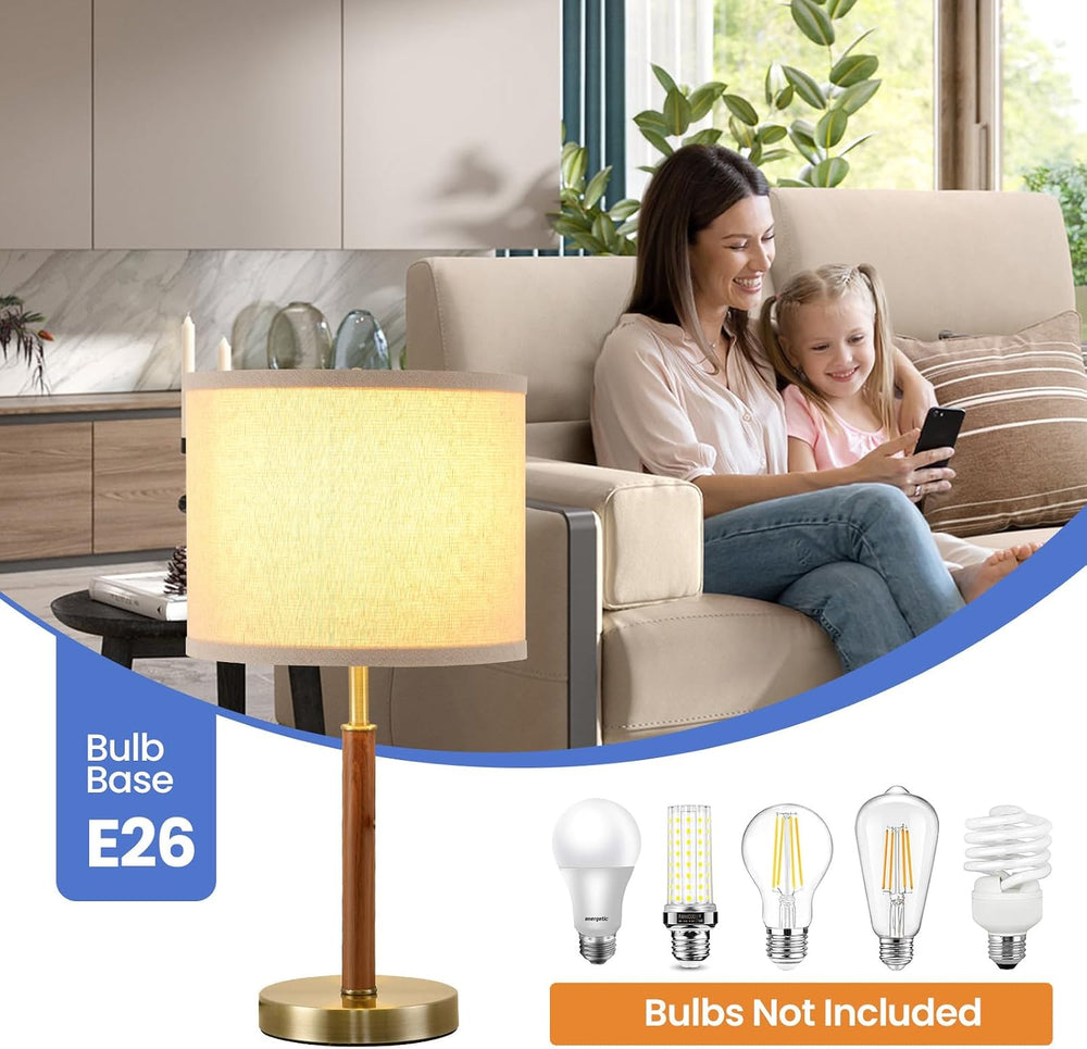 Table Lamp Set of 2 Modern Bedside Buffet Table Lamp with Pull Chain