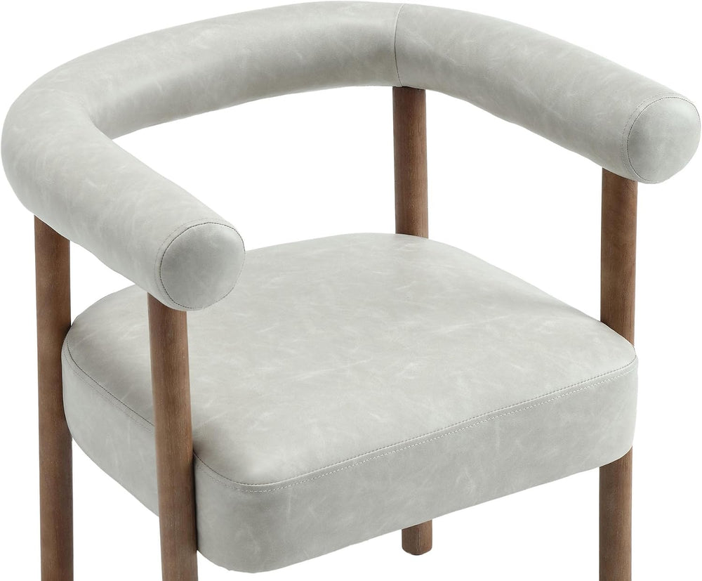 VESCASA Upholstered Dining Chairs with Natural Brush Wood Legs, Faux Leather ...