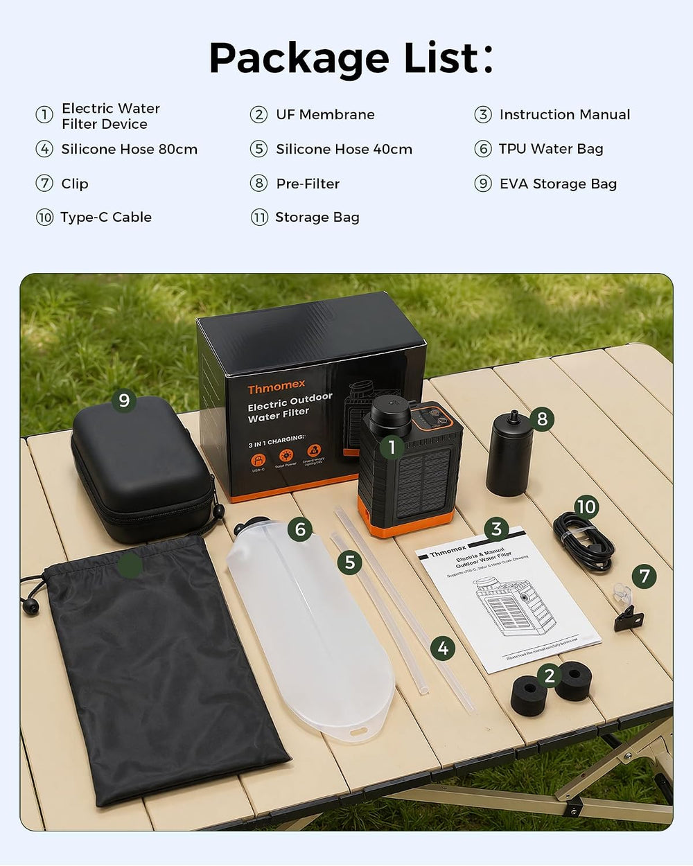 3-in-1 Portable Electric Water Filter for Survival Kit & Emergency