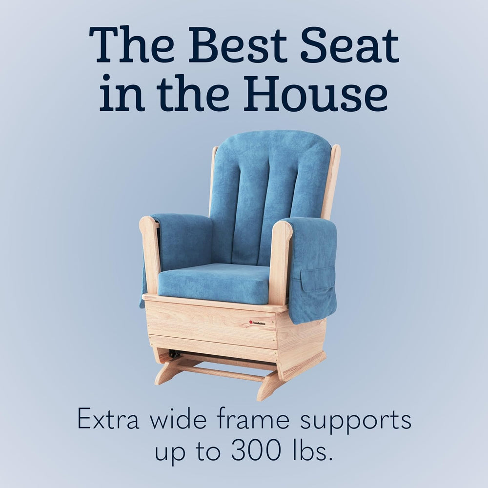Foundations SafeRocker Standard Glider Rocker Chair, Blue Microfiber