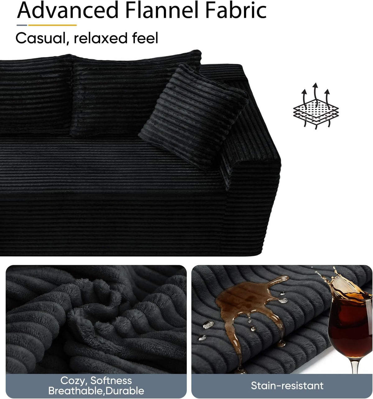 96" Cloud Boneless Sectional Couches with Chaise for Living Room