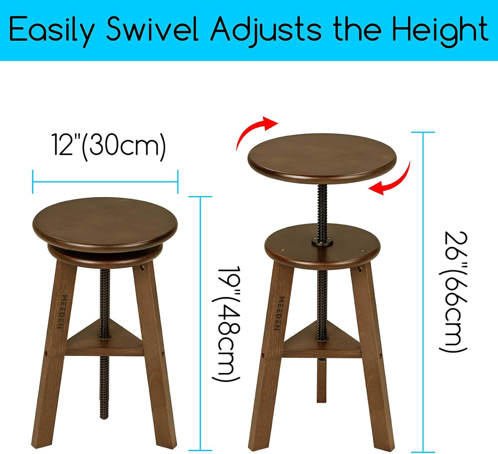 MEEDEN Walnut Drafting Stool with Solid Beech Wood, Height Adjustable Artist ...