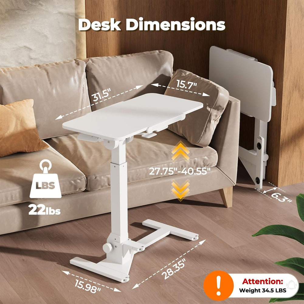 JOY worker Foldable Mobile Standing Desk, 180° Tilt Overbed Bedside Table