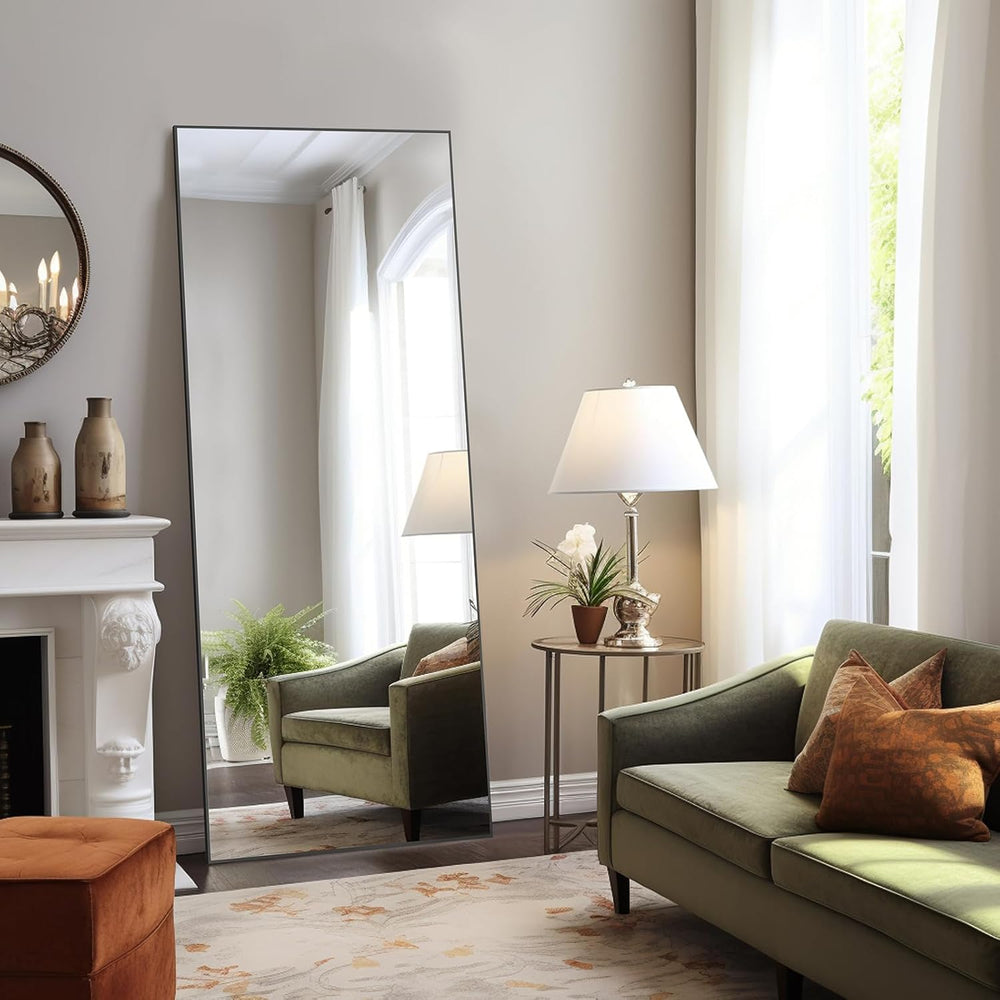 Full Length Floor Mirror, 16"x59" Body Wall Mirror with Stand