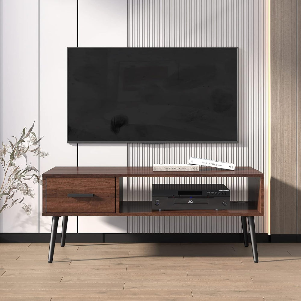 HAIOOU Mid Century Modern Coffee Table with Storage for Living Room -Walnut
