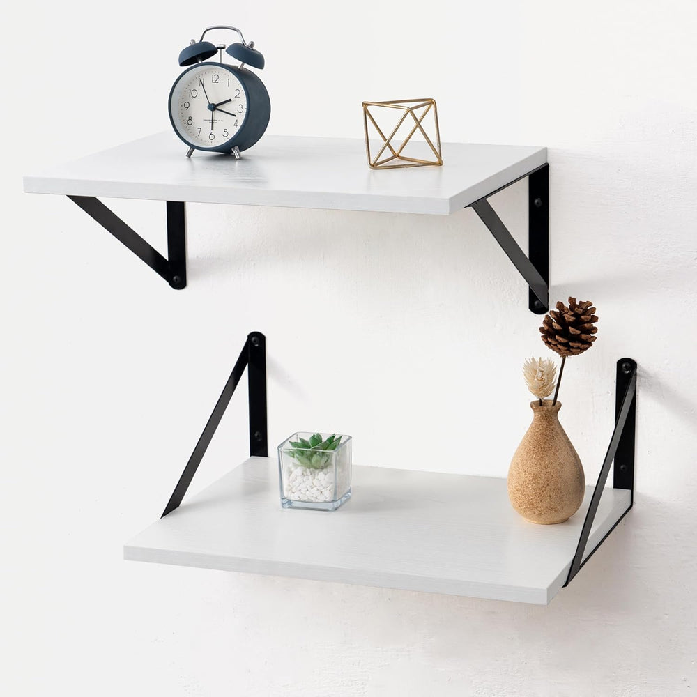 Axeman Deep Floating Shelves - 16 Inch Wide x 12 Inch Deep White Wall Shelves...