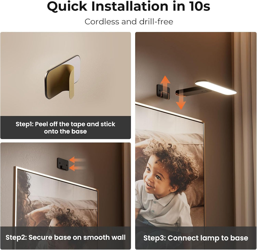 FULEN 4 Pack Picture Lights for Wall,Art Lights for Painting,Battery Operated...