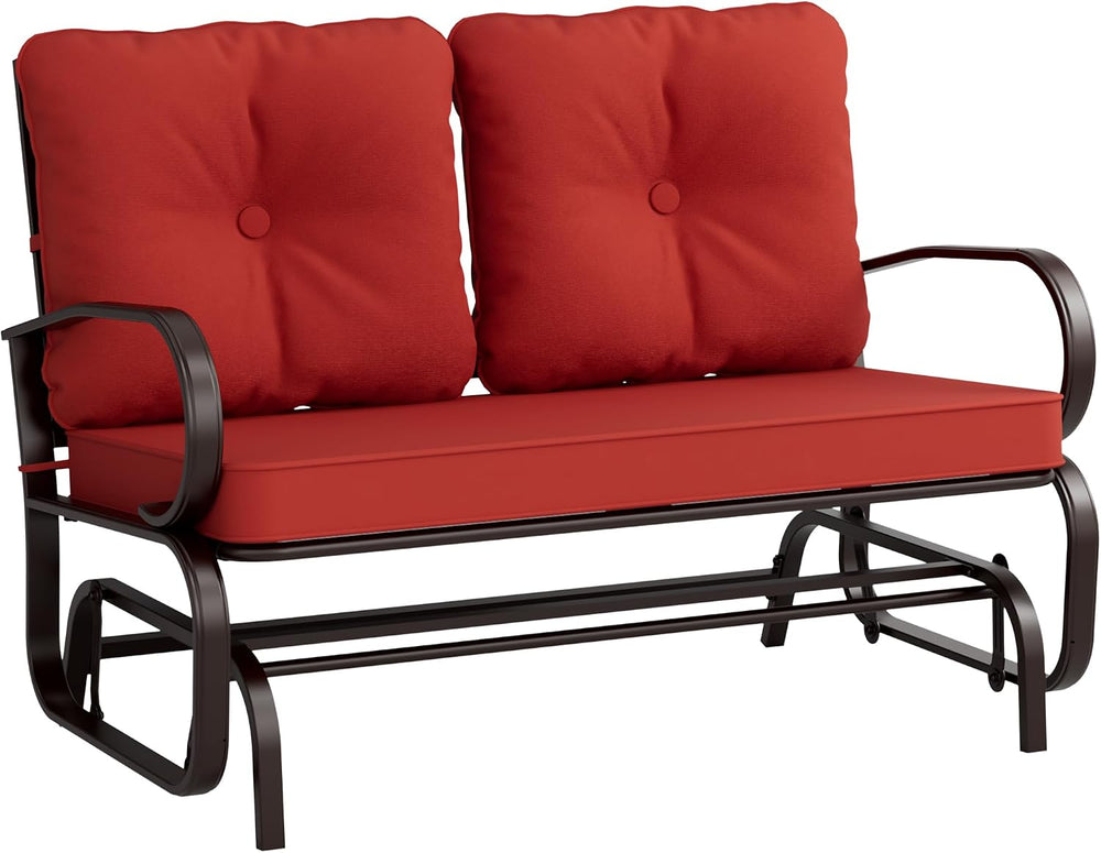 Crownland Outdoor Patio Glider Chair for 2-Person, Red