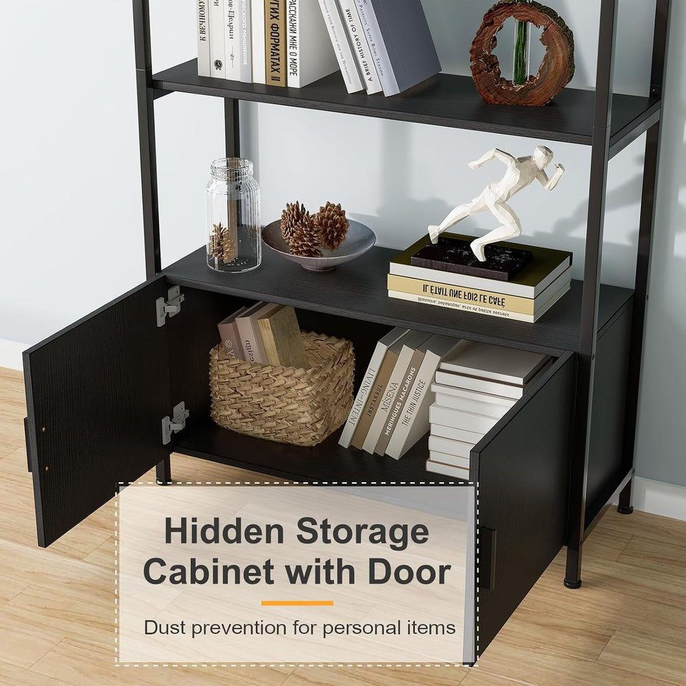 Jehiatek Arched Bookshelf, Bookcase with Doors Storage, 71 Inches Tall Indust...