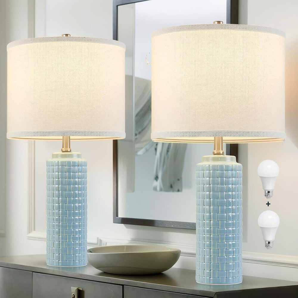 Luvkczc 24.8" Ceramic Bedside Lamps Set of 2, Adjustable Color Temperature