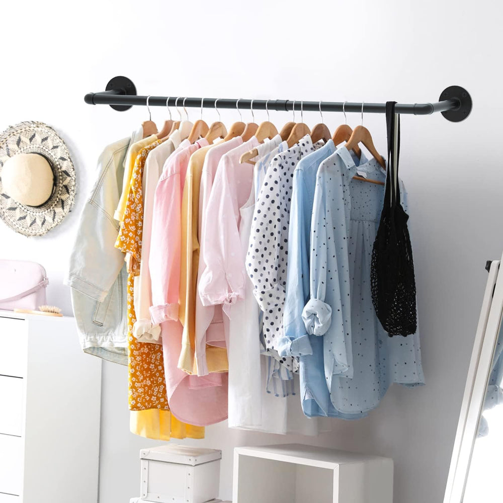 ERYTLLY 38”Industrial Pipe Clothes Rack,2 Pack Wall Mounted Clothing Rack