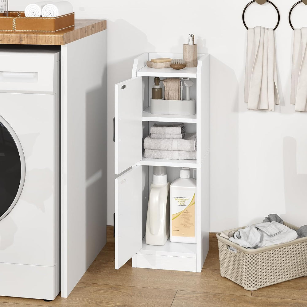 Narrow Bathroom Storage Cabinet with 2 Doors and Shelves, 9.8" W Small S...