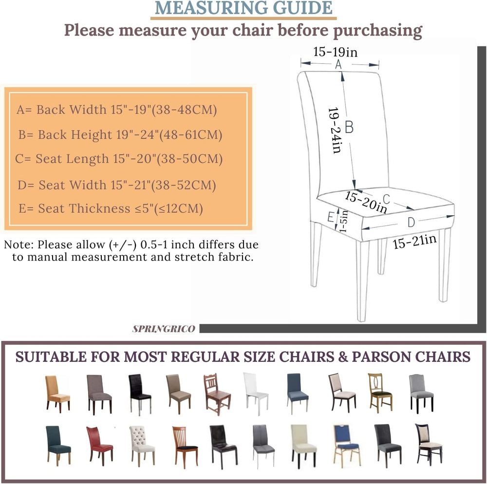 SPRINGRICO 4 Pack Dining Room Chair Covers with seat Belt, Stretch Parsons Ch...