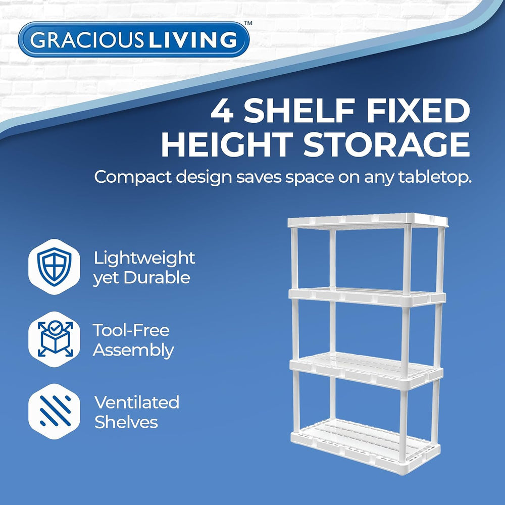 Gracious Living XL Knect-A-Shelf 4-Shelf Heavy-Duty Storage Shelves, Black