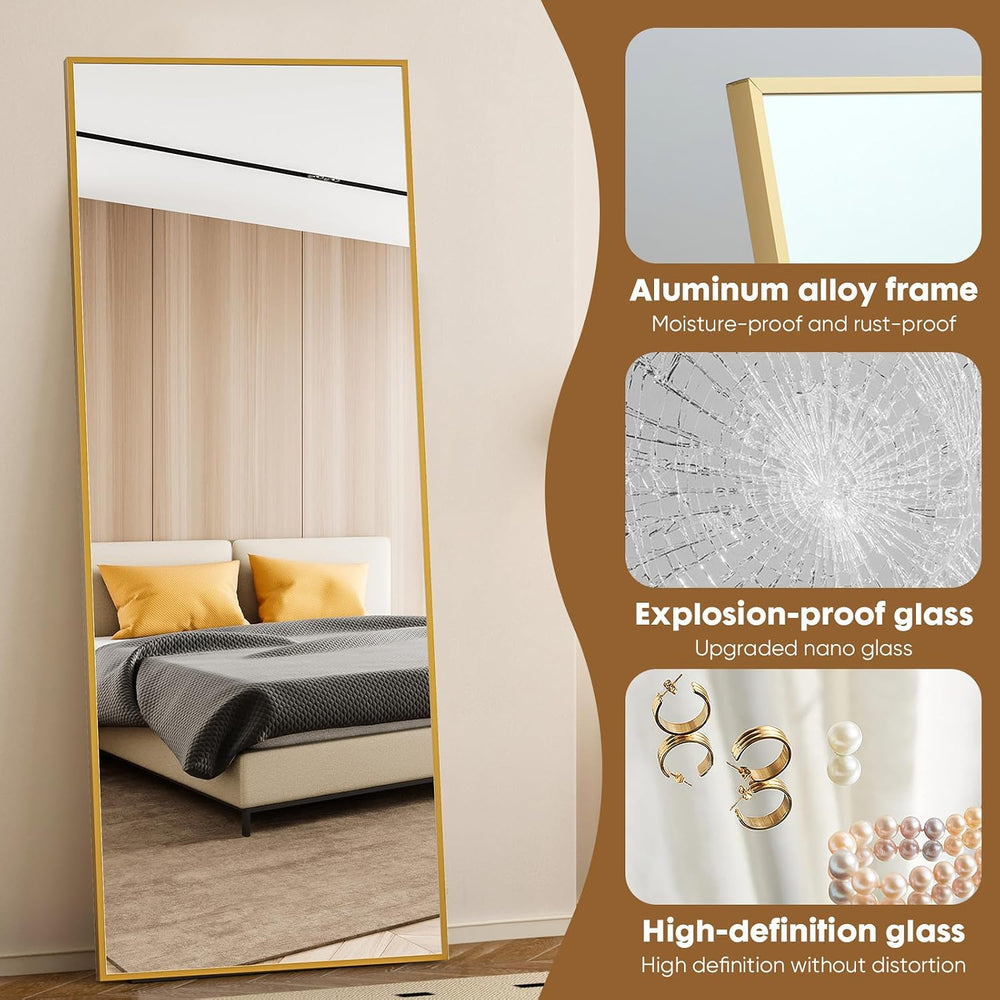 Gold Full Length Mirror XX-Large, 71x26 Standing Floor Mirror for Bedroom