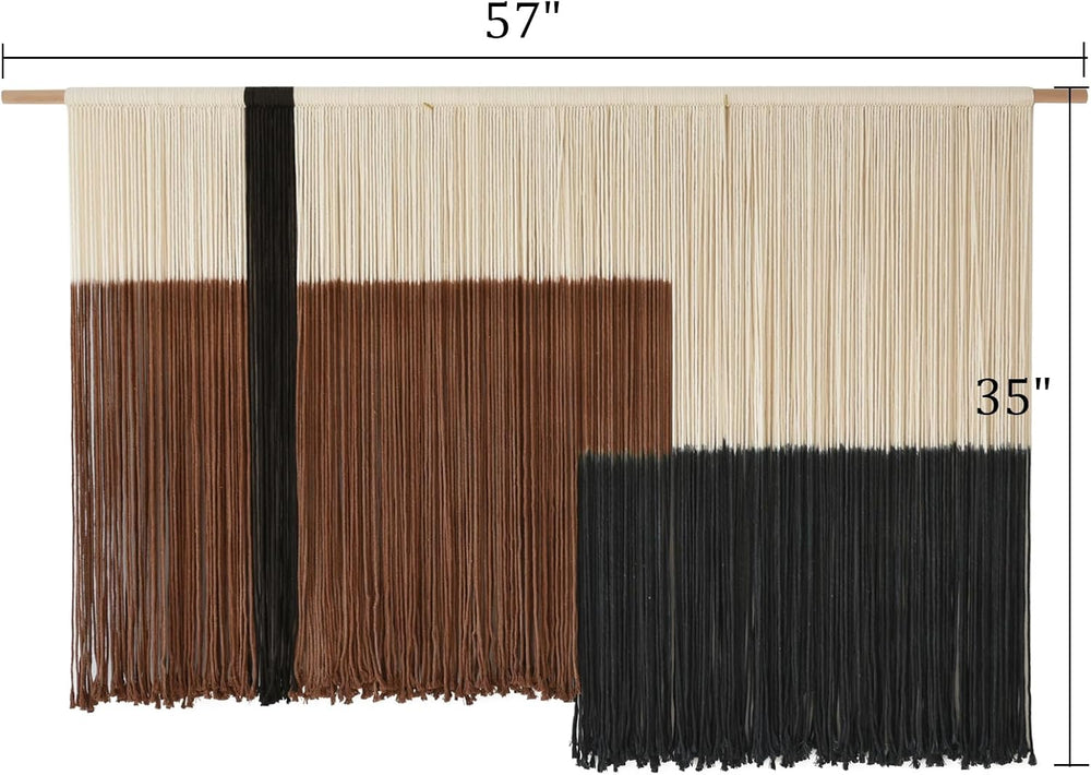 Macrame Wall Hanging Large Dip Dyed Brown Boho Fiber Art Decor 57"W*35&q...