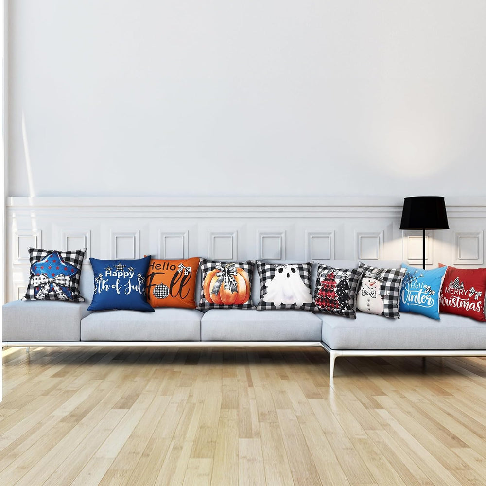 Mindsoft 20 Pcs Holiday Pillow Covers 18x18, Fall Christmas Throw Cover