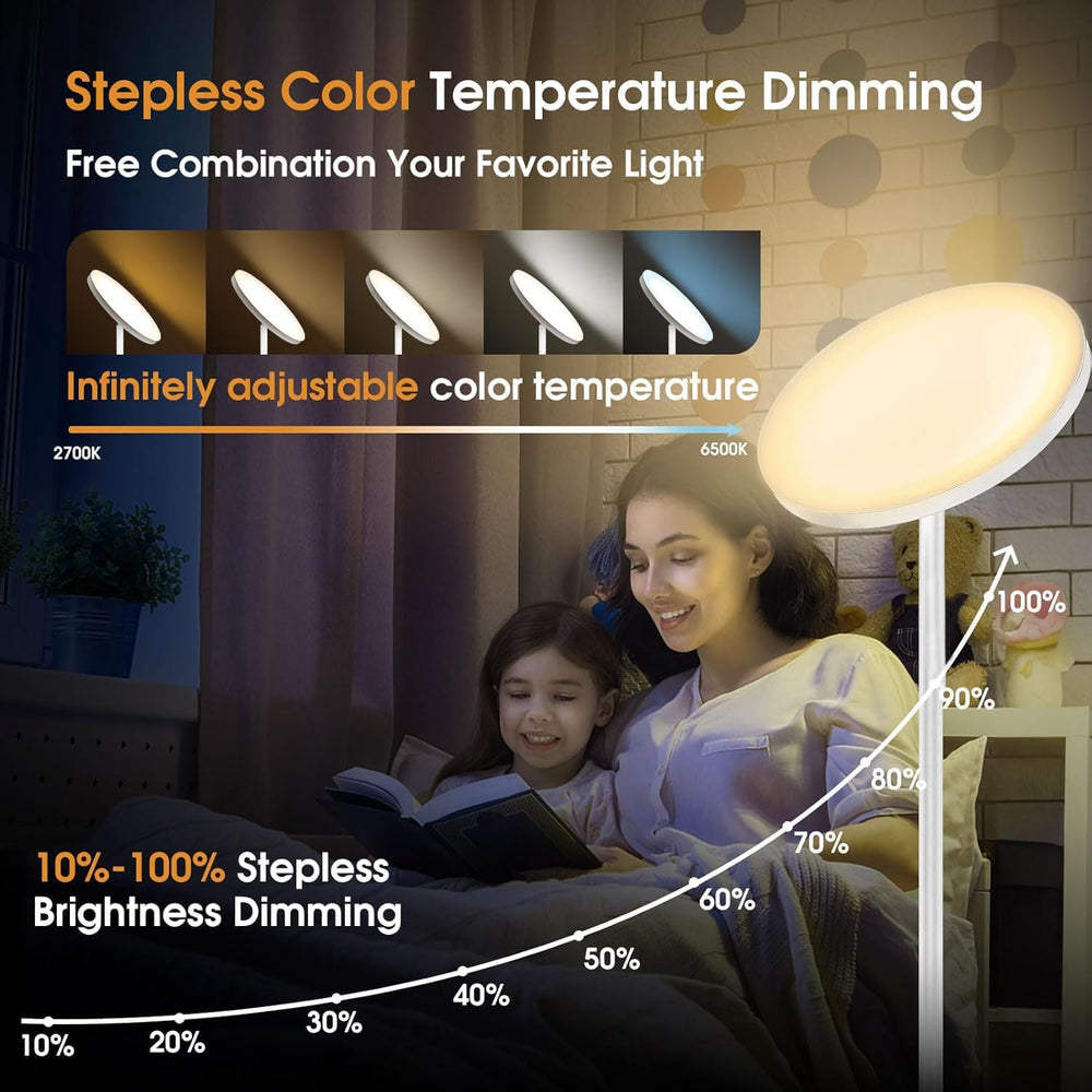 LED Torchiere Floor Lamp with Remote Control, Standing Lamp for Living Room