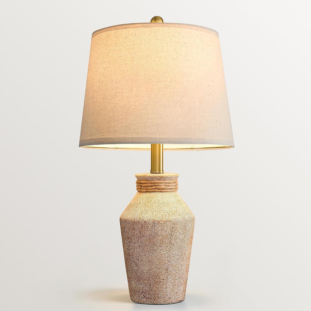 USumkky 22.5" Ceramic Table Lamp Coastal Farmhouse Bedside Lamp Sand Beige