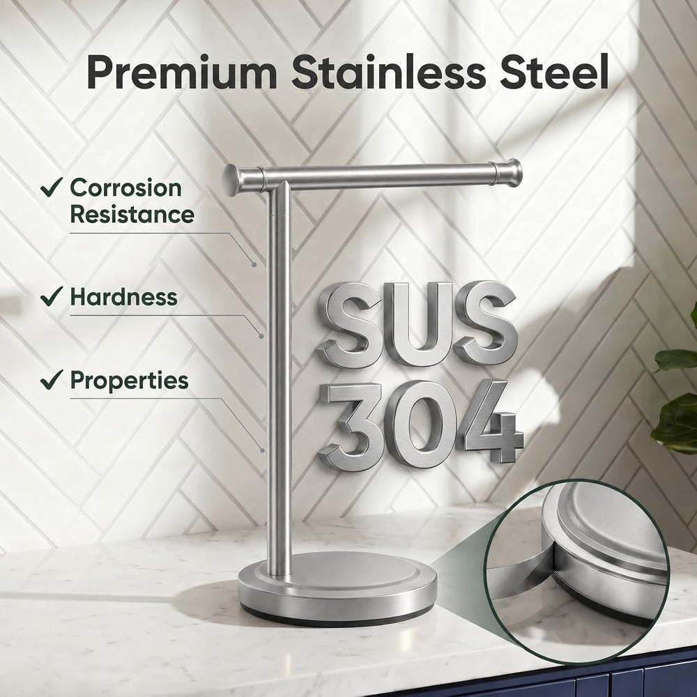 Hoimpro Hand Towel Holder Stand Towel Bar Rack Countertop Brushed Nickel