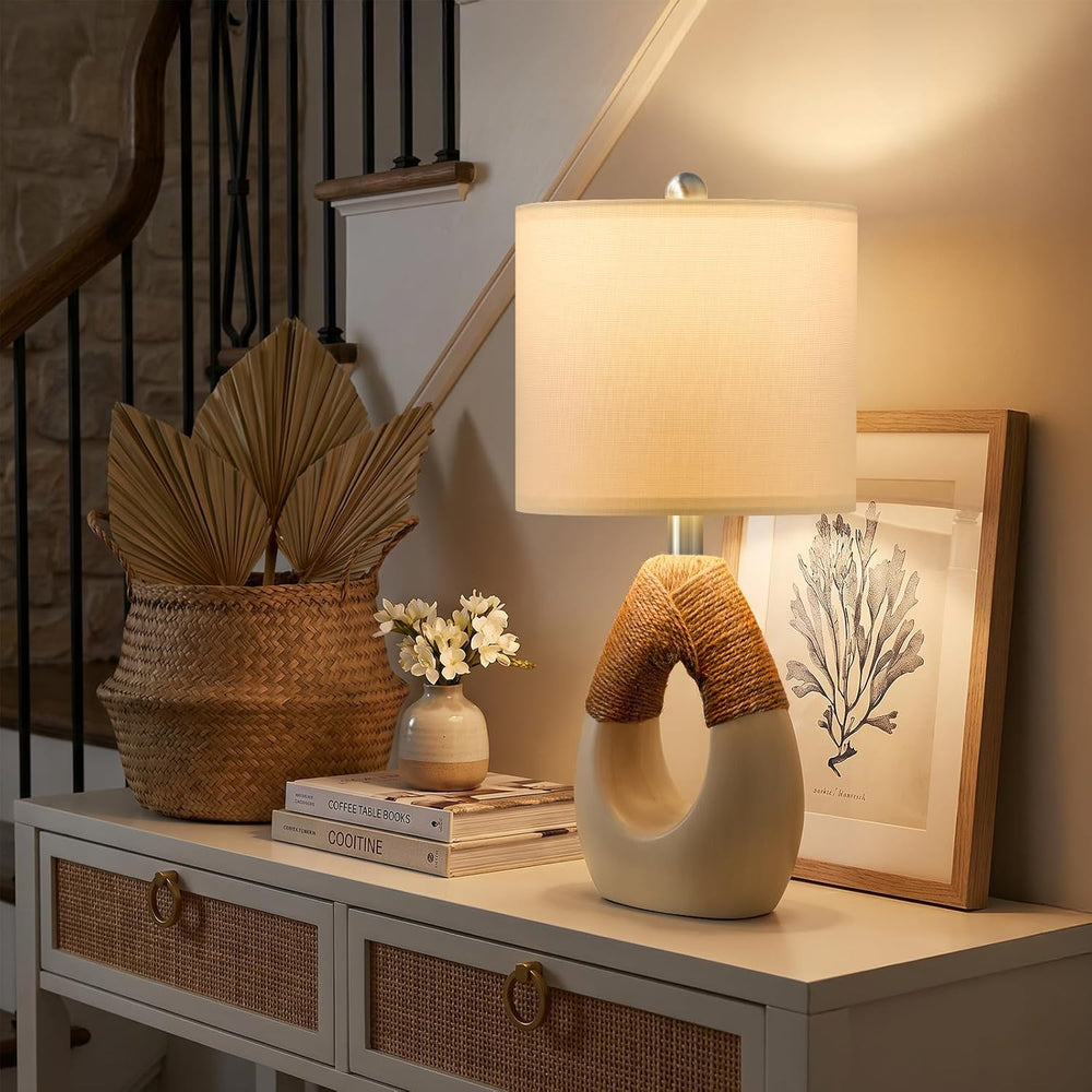 OYEARS 19” Boho Table Lamps Bedroom Living Room,Suitable for Small Space,Farm...