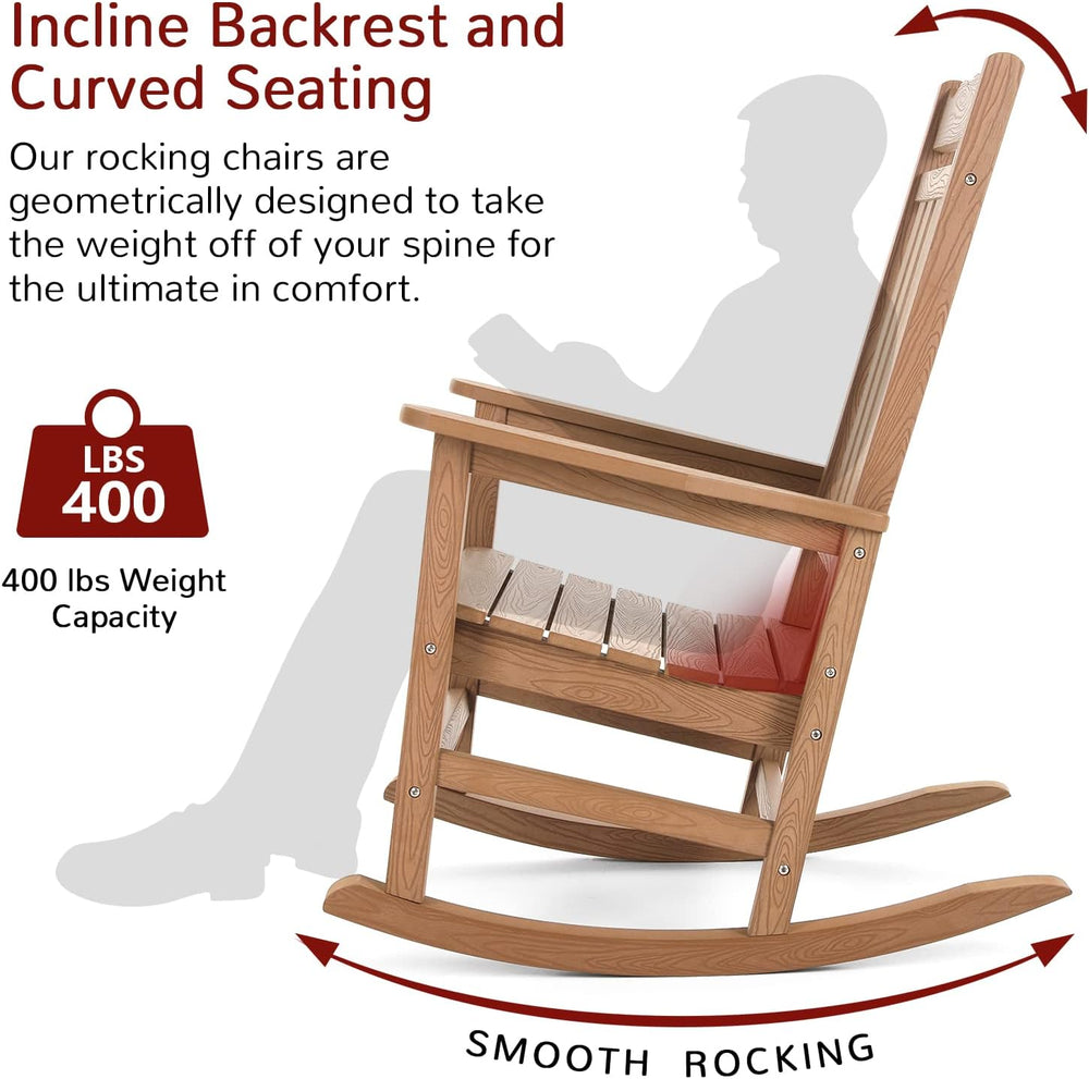 Stoog Patio Rocking Chairs Set of 2, All-Weather Outdoor & Indoor Porch R...