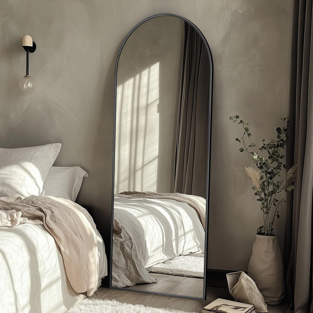 56"x14" Arched Full Length Mirror with Stand,Full Body Floor Mirror