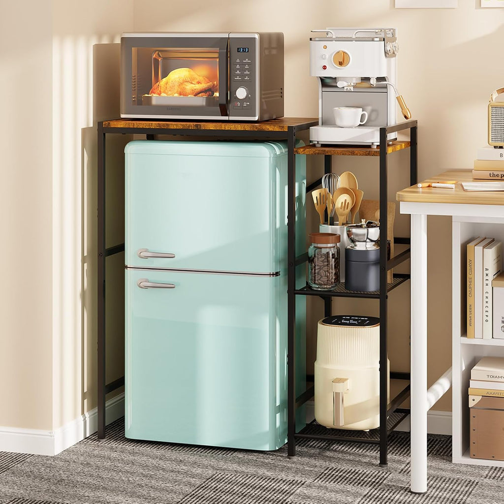 Mini Fridge Stand with Storage Shelves Dorm Microwave Stand Reversible