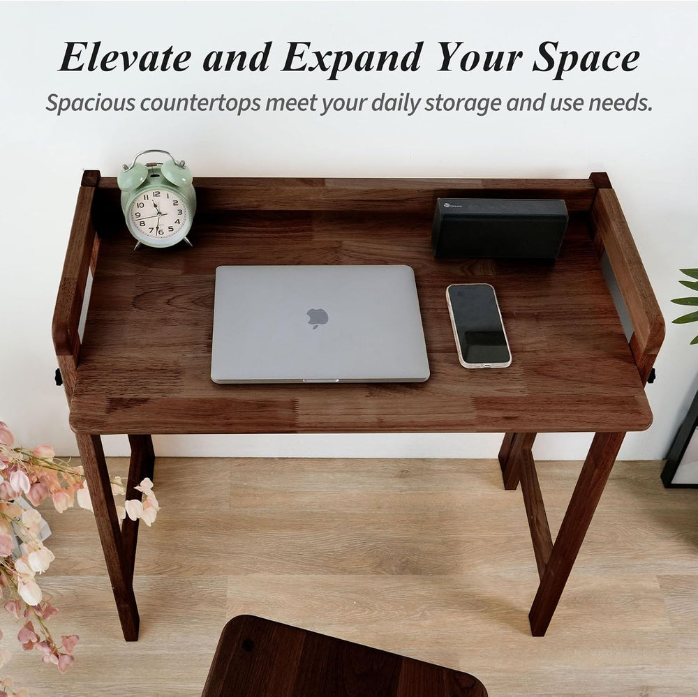 Computer Desk, Foldable Desk, Home Office Desks, Solid Wood Writing Desk, Mid...